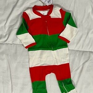 HONEST Baby Baby Holiday Wide Striped Footed Sleeper Pajamas 0-3 Months